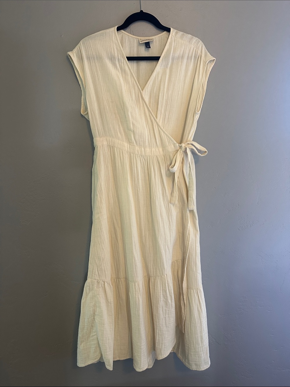 Universal Thread Cream Wrap Maxi Dress with Tie Waist